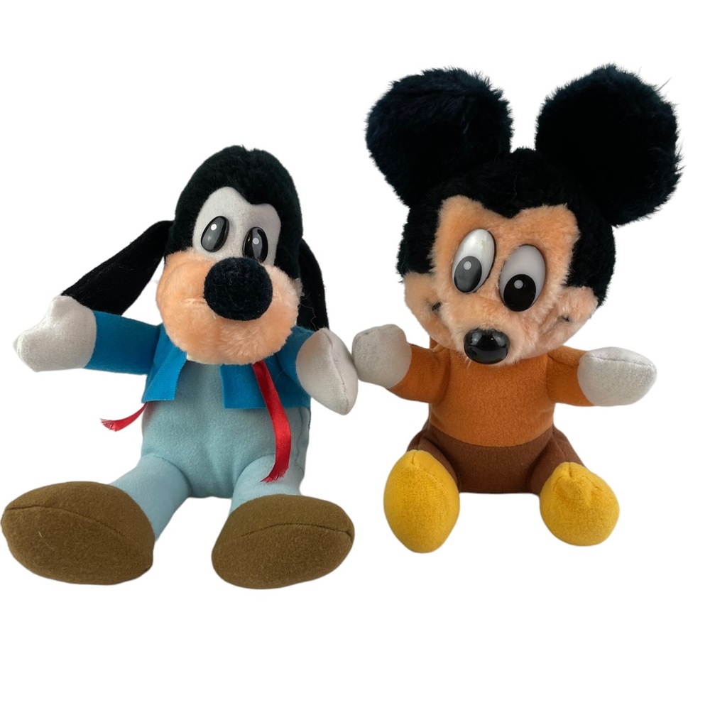 Vintage Disney Mickeys Christmas Carol Mickey Mouse Goofy Small Plush Stuffed 2